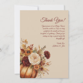 Bedankt Card-Waterverf Pompoen en Bloemen- Kaart