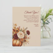 Bedankt Card-Waterverf Pompoen en Bloemen- Kaart (Staand voorkant)