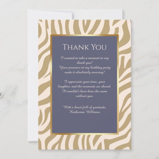 Bedankt Card-Zebra Print-Beige- Kaart (Voorkant)