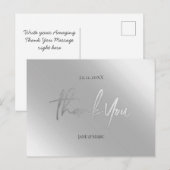 Bedankt Cards Faux Silver Metal Folie Briefkaart (Voorkant / Achterkant)