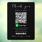Bedankt Cash App QR Code Scan om zwart te betalen Raamsticker (Vel 3)