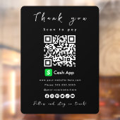Bedankt Cash App QR Code Scan om zwart te betalen Raamsticker (Vel 2)