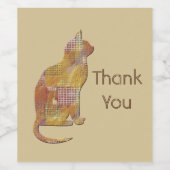 Bedankt Cat Sitter Patchwork Dierlijke Waardering Wijn Etiket (Enkel label)