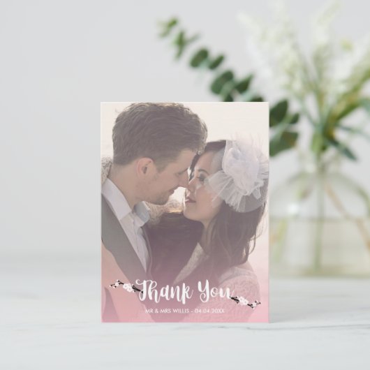 Bedankt Cherry Blossom trouwfoto Briefkaart (Staand voorkant)