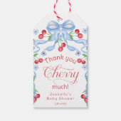 Bedankt Cherry Much Blue bow baby shower Cadeaulabel (Voorkant)