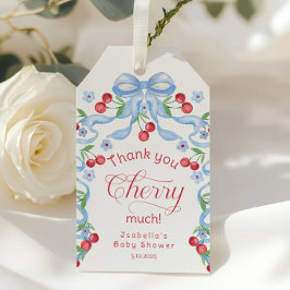 Bedankt Cherry Much Blue bow baby shower Cadeaulabel