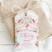 Bedankt Cherry Much Cherry op top baby shower Cadeaulabel