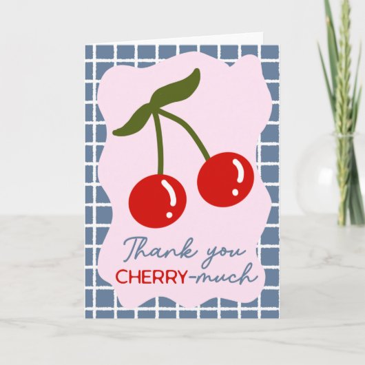 Bedankt Cherry veel Schattigee woordspeling Kaart (Voorkant)