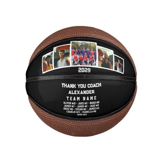 Bedankt Coach, Aangepaste 5 foto's & teamgenoten n Basketbal (Voorkant)