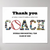 Bedankt Coach Baseball Team Fotocollage Poster (Voorkant)