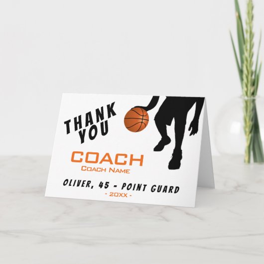 Bedankt Coach Basketbal Speler Kaart (Voorkant)