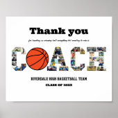 Bedankt Coach Basketbal Team Fotocollage Poster (Voorkant)