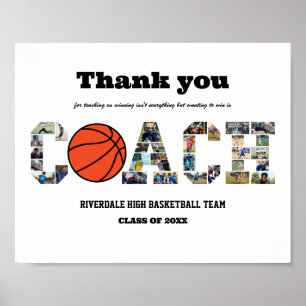 Bedankt Coach Basketbal Team Fotocollage Poster