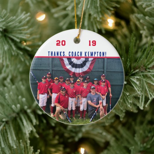 Bedankt Coach - Cooperstown Gift Team Foto Keramisch Ornament (Boom)