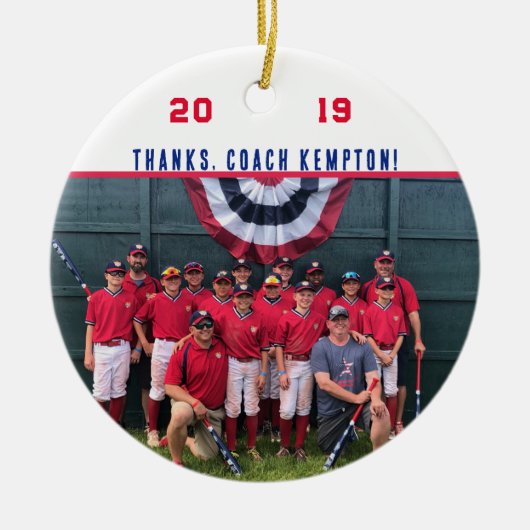 Bedankt Coach - Cooperstown Gift Team Foto Keramisch Ornament (Voorkant)