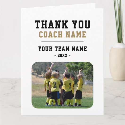 Bedankt Coach Grote Kaart met Team Naam Foto (Voorkant)