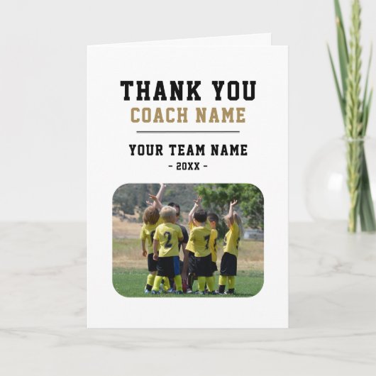 Bedankt Coach Kaart met Team Naam Foto (Voorkant)