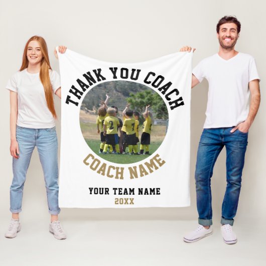 Bedankt Coach met Team Naam Foto Fleece Deken (In situ)