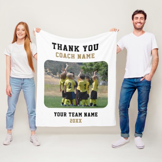 Bedankt Coach met Team Naam Foto Fleece Deken (In situ)