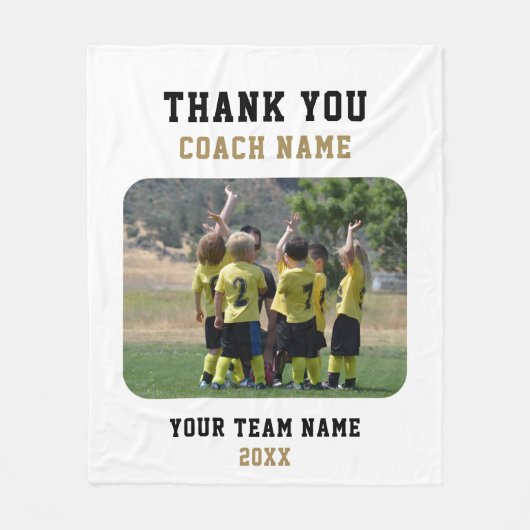 Bedankt Coach met Team Naam Foto Fleece Deken (Voorkant)