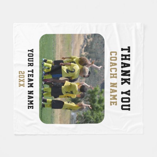 Bedankt Coach met Team Naam Foto Fleece Deken (Voorkant (Horizontaal))