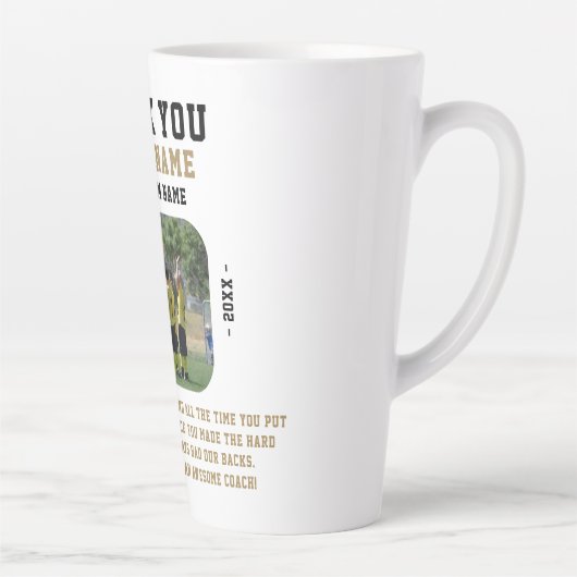Bedankt Coach met Team Naam Foto Latte Mok (Rechts)