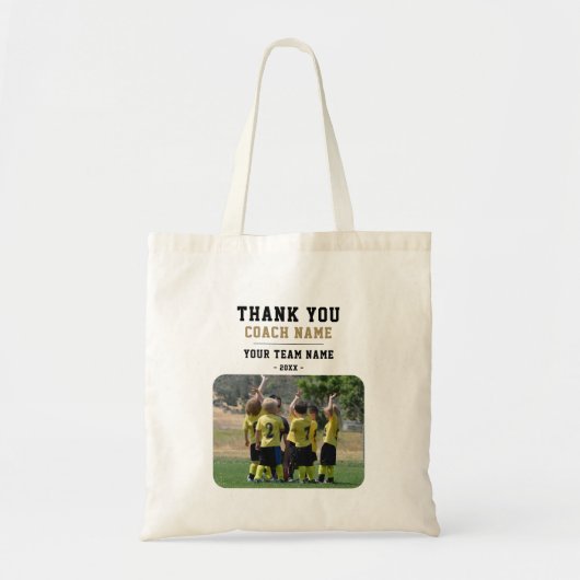 Bedankt Coach met Team Naam Foto Tote Bag (Voorkant)