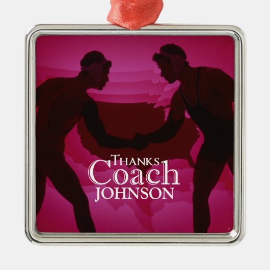 Bedankt Coach Silhouette Red Metalen Ornament (Voorkant)