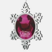 Bedankt Coach Silhouette Red Tin Sneeuwvlok Ornament (Rechts)
