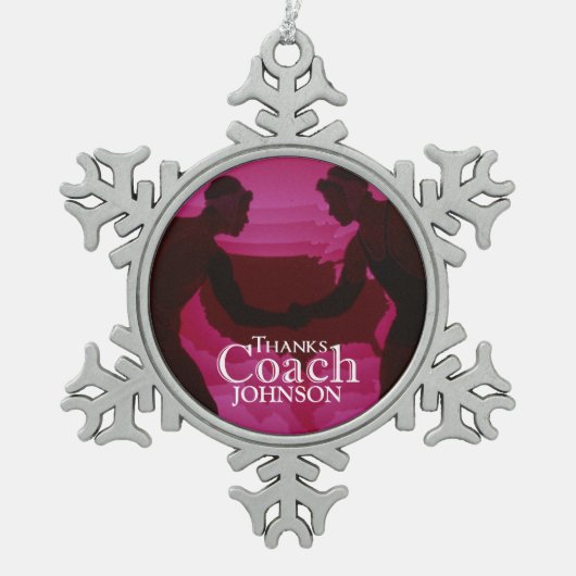 Bedankt Coach Silhouette Red Tin Sneeuwvlok Ornament (Voorkant)