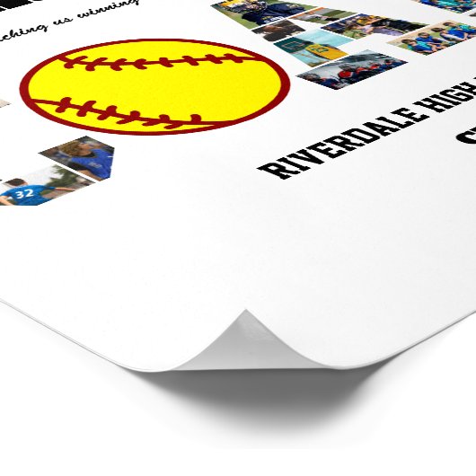 Bedankt Coach Softbal Team Fotocollage Poster (Hoek)