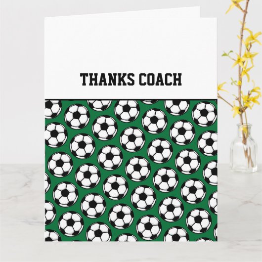 BEDANKT COACH Voetballen Groen zwart wit Kaart (Gele Bloem)