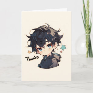 Bedankt Cool Anime Jongen Feestdagen Kaart