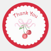 Bedankt Coquette Cherry Vrijgezellenfeest Ronde Sticker (Voorkant)