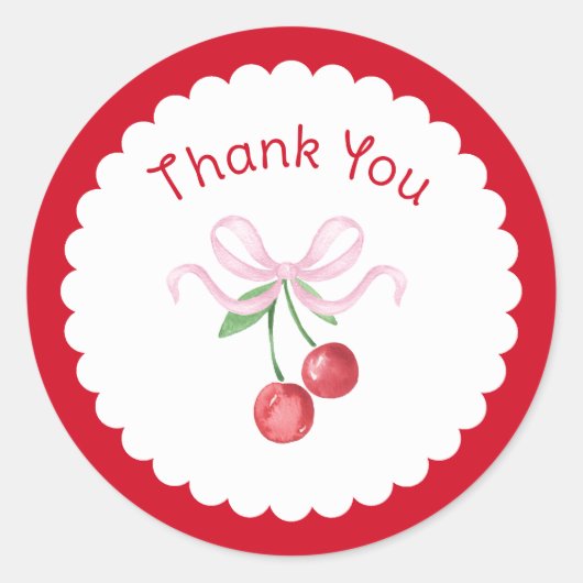 Bedankt Coquette Cherry Vrijgezellenfeest Ronde Sticker (Voorkant)