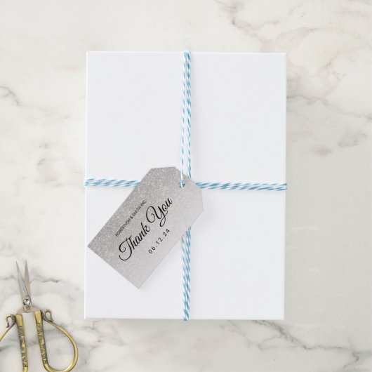 Bedankt Corporate Fundraiser Silver Glitter Cadeaulabel (Met Touw)