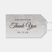 Bedankt Corporate Fundraiser Silver Glitter Cadeaulabel (Voorkant (Horizontaal))