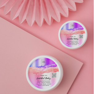 Bedankt Cosmetische Logo QR Code Roze Paars Violet Ronde Sticker