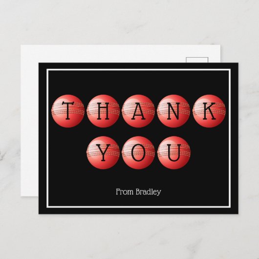 Bedankt Cricket Custom gepersonaliseerd Briefkaart (Voorkant / Achterkant)