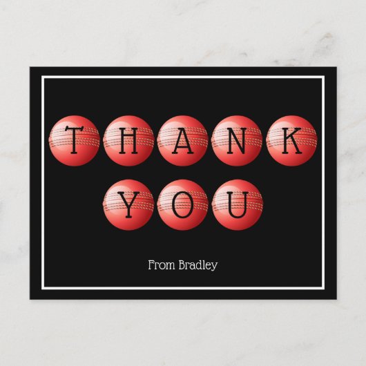 Bedankt Cricket Custom gepersonaliseerd Briefkaart (Voorkant)