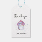 Bedankt cupcake verjaardagsfeestje cadeaulabel (Achterkant)