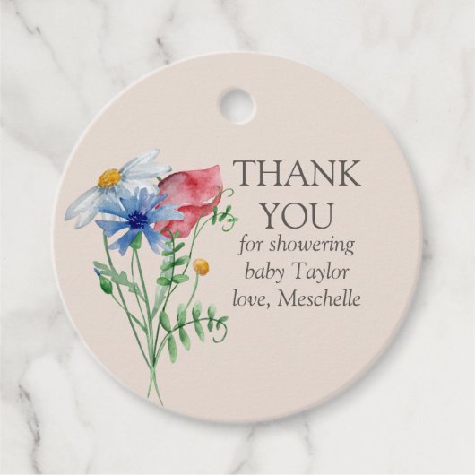 Bedankt Custom Country Wildflower Bedankjes Labels (Voorkant)