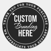 Bedankt Custom Logo Black Small Business Ronde Sticker (Voorkant)