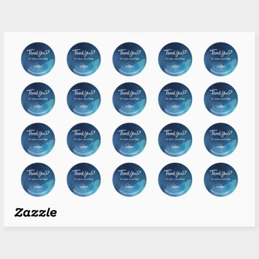 Bedankt Custom Logo / Website Blue Stickers Blad (Vel)