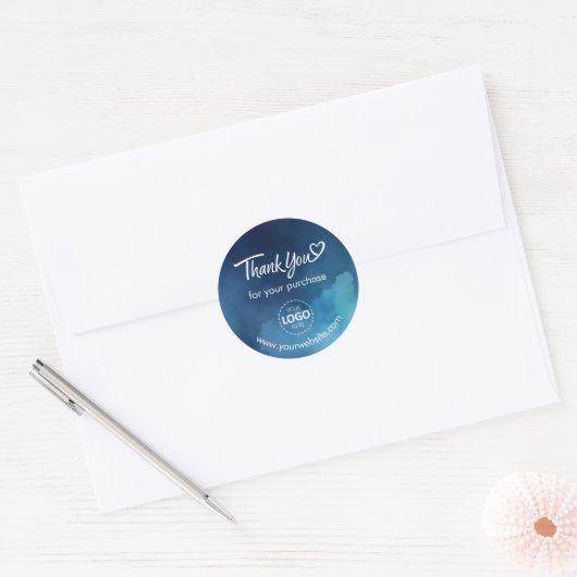 Bedankt Custom Logo / Website Blue Stickers Blad (Envelop)
