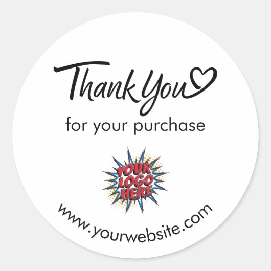 Bedankt Custom Logo / Website Stickers Blad (Voorkant)