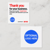 Bedankt Customer Appreciation Discount Kaart Vierkante Visitekaartje (Voorkant / Achterkant)