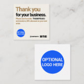Bedankt Customer Loyalty Discount Kaart Vierkante Visitekaartje (Voorkant / Achterkant)