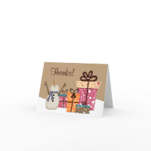 Bedankt! Cute Snowman in The Snow met Gifts Winter