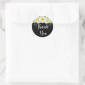 Bedankt Daisy Flowers Black Ronde Sticker (Tas)